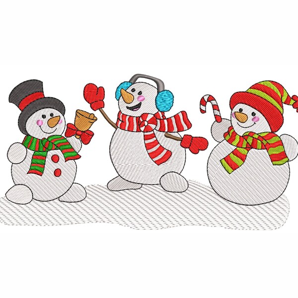 Snowmen Machine Embroidery Design. 4 Sizes. Christmas Embroidery Design