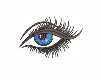 Eye Machine Embroidery Design. 5 Sizes. Blue Eyes Embroidery Design