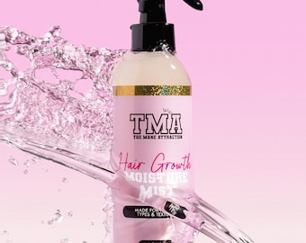 Bruma Hidratante para Crescimento Capilar | Spray Leave-in Diário com Aloe Vera e Óleo de Rícino | Controla o Frizz e Acelera o Crescimento – The Mane Attraction 8oz