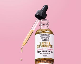 Óleo de ervas extra forte para crescimento capilar | Alecrim, feno-grego, rícino e semente preta para crescimento rápido do cabelo | Bloqueador natural de DHT – 58g