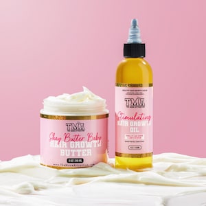 Hair Growth Bundle- Shay Butter Hair Growth Butter & Stimulating Hair Growth Oil | Castor Oil, Shea Butter, Rosemary, Blackseed Oil