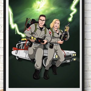 Custom Ghostbusters Portrait, Custom Family Portrait From Photo, Couple Personalized Illustration, Anniversary gift, Gift for Him / Her Art