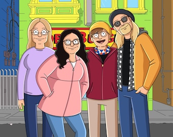 Spersonalizowany portret rodzinny Bob's Burgers, spersonalizowana ilustracja rodzinna