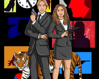 Custom Archer Portrait, Secret Agent Digital Illustration, Personalized Gift