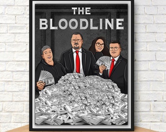 Custom Gangster Family Cartoon Portrait, Mafia Boss Art