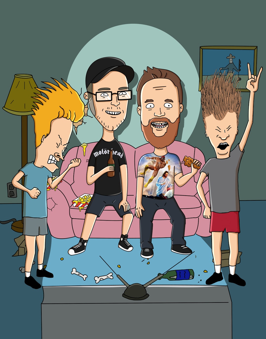 Custom Beavis and Butthead Style Portrait, Personalized Cartoon ...