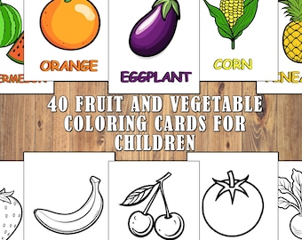 Coloring of fruits and vegetables Pages for Kids, Children Coloring Book, Digital Download