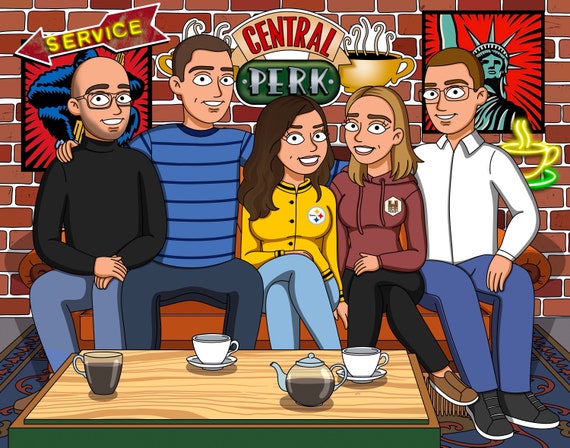 FRIENDS Portrait, Custom Portrait TV Show Friends Series, Friends Tv Sitcom gifts, Gift portrait for Couple family or friends, Mothers Day 