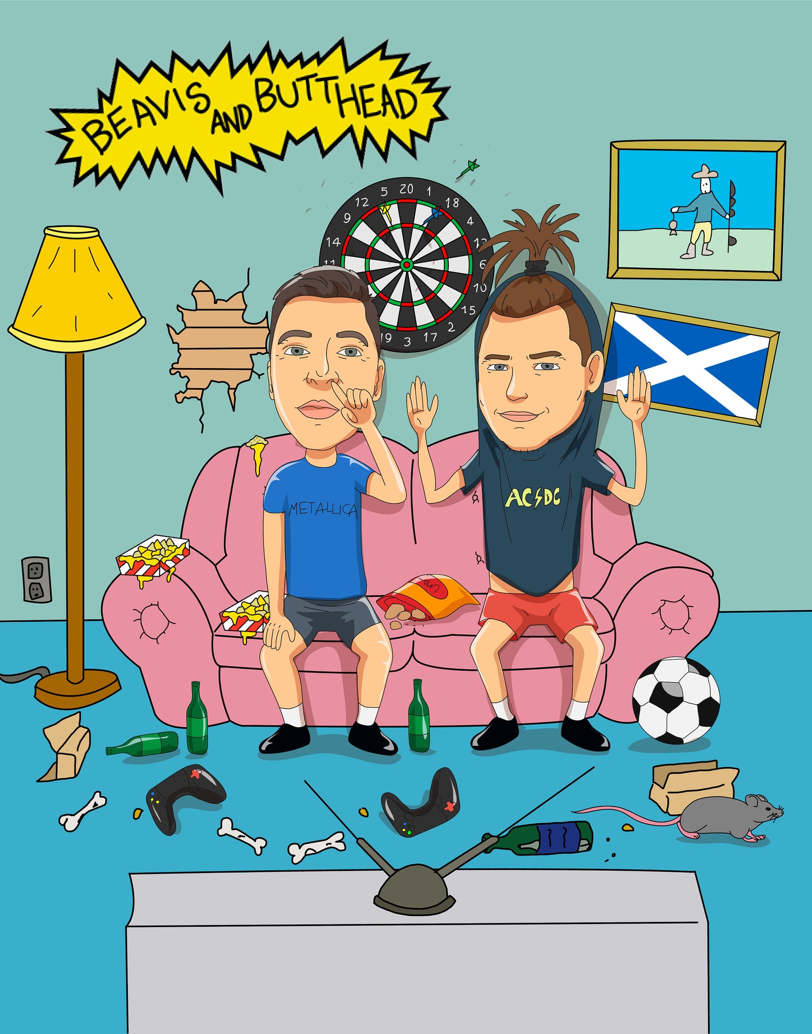 Custom Beavis and Butthead Style Portrait, Personalized Cartoon ...