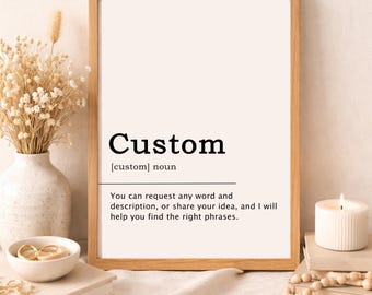 Custom Minimalist Definition Wall Art Print, Personalized Print (Digital Download)