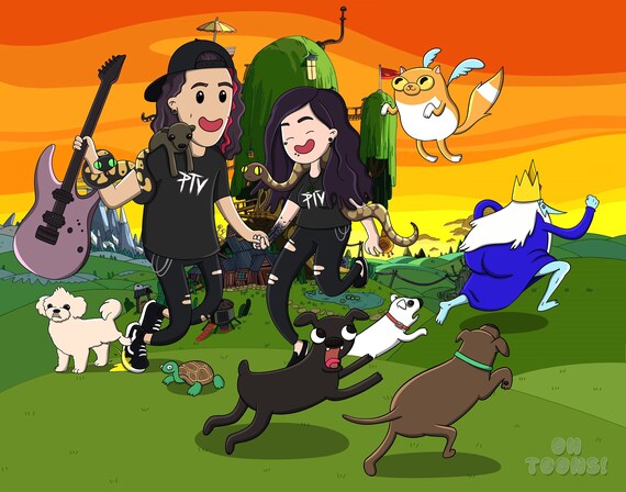 Custom Adventure Time Style Cartoon Portrait, Personalized Gift