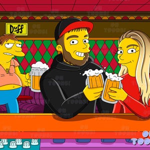 Simpsons-portret, aangepaste Simpsons-familieportret, aangepaste cartoonportret, gepersonaliseerde Simpson-illustratie, portretkunst in Simpson-stijl