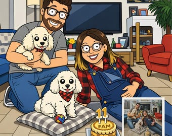 Custom Family Guy Style Portrait from Photo, Cartoon illustration  (Digital Download)