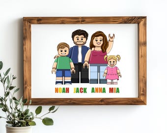 Custom Cartoon Portrait, Personalized Family Portrait, Christmas Portrait Gift! Personalized couple illustration, Custom Brick Character