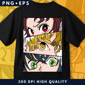 Tanjiro zenitsu inosuke printing Png design, t-shirt sublimation graphics, anime fan demon slayer high quality, anime t-shirt print tote bag