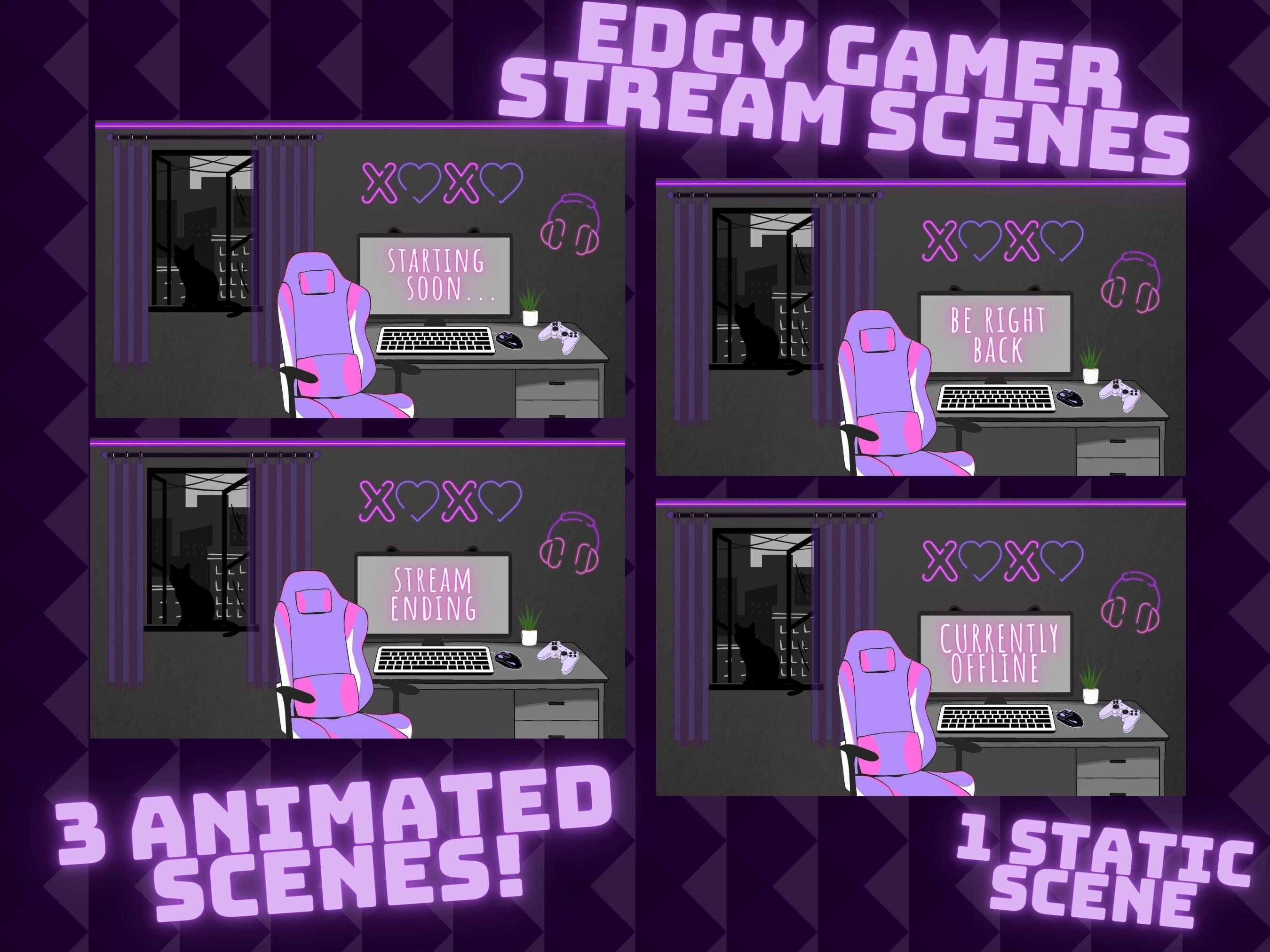 Edgy Gamer Animated Twitch Stream Scenes - Etsy