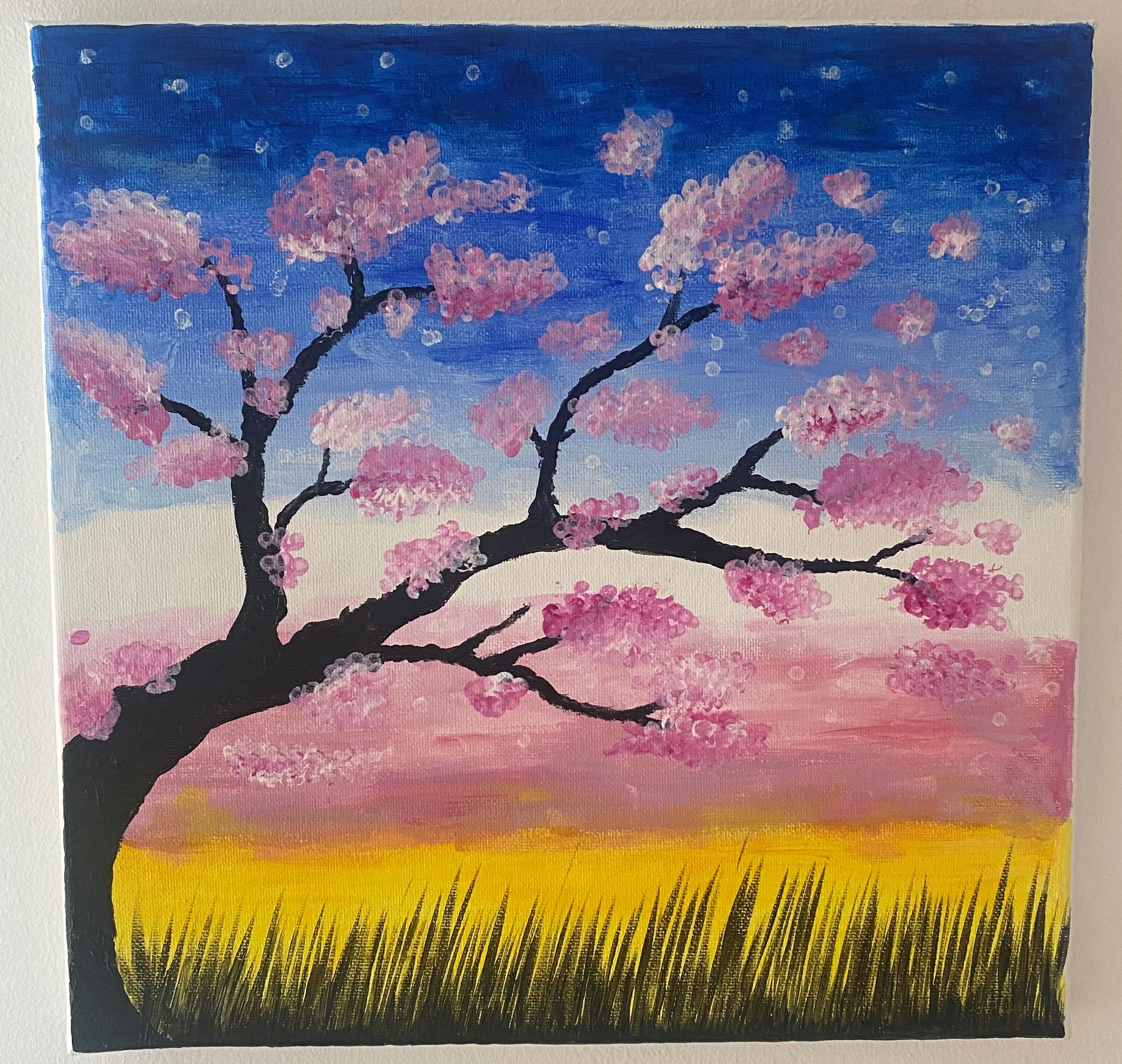 Medium Size Acrylic Paint on Canvas. Original Painting. Tree and