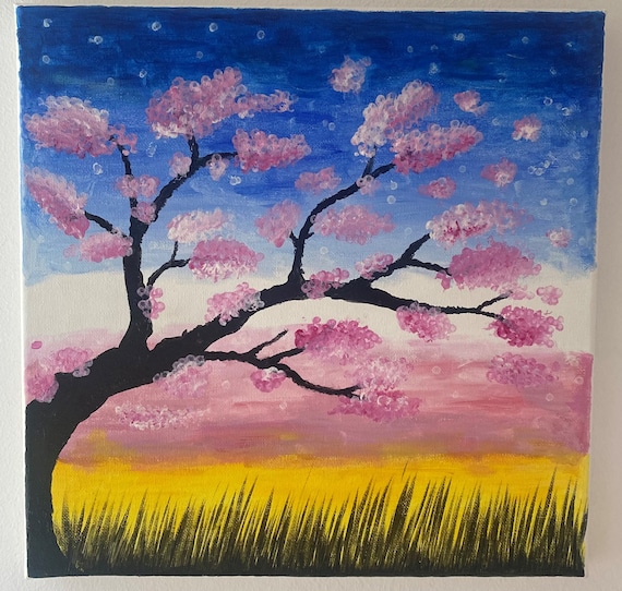 Medium Size Acrylic Paint on Canvas. Original Painting. Tree and Landscape. Painting to Hang on the Wall. Art Gift. Etsy UK