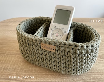Many colors, Cotton Oval Baskets with Dividers, Eye Glass Holder, Remote control storage, Hair Brush box, Nightstand basket, Bedside caddy