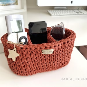 Paniers ovales en coton avec compartiments, porte-lunettes, rangement pour télécommande, boîte pour brosses à cheveux, panier pour table de chevet, rangement pour chevet