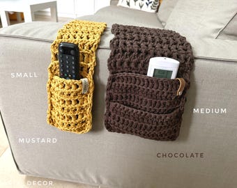 Organizer na sofę z bawełny szydełkowej: uchwyt na pilota do fotela, schowek na wezgłowie łóżka