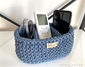 100% Cotton, Oval Baskets with dividers, Eye Glass Holder, TV Remote control storage, Nightstand basket, Bedside table case