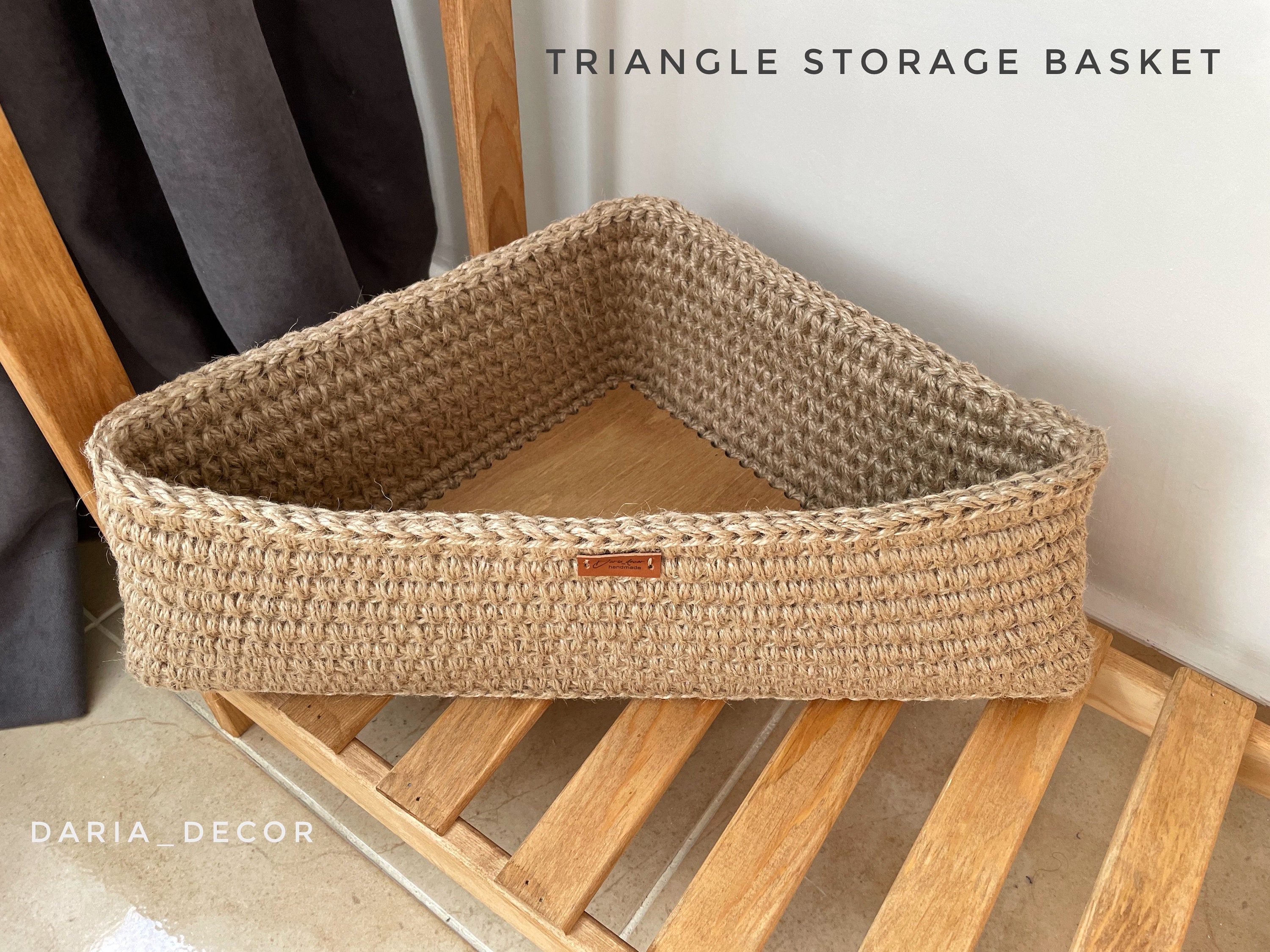 Jute Triangle Storage Baskets Corner Shelf Basket Large - Etsy