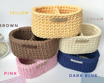 20 Colors, Upright EyeGlass Holder, Crochet Storage Basket with dividers, Nightstand Storage, Desk organizer