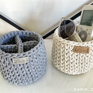 100% cotone, Cestini rotondi con divisori, Portaocchiali, Portatelecomando, Portaspazzole, Cestino comodino, Portaoggetti da comodino