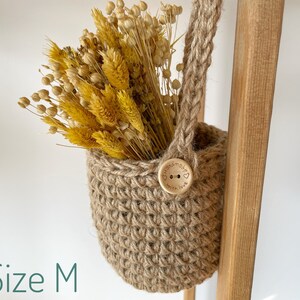 Natural Jute Hanging Storage Basket, Hallway decor, Farmhouse kitchen space saver, Crochet Hanging pouch, Door Hanger, Camp decor