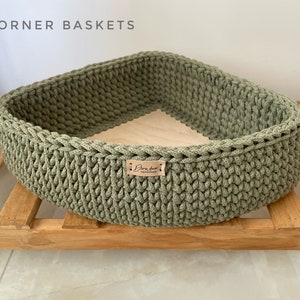 Muchos colores, Cesta de almacenamiento triangular de algodón, Cesta para estante de esquina, Cama con almacenamiento, Ahorrador de espacio en el baño, Organización del pasillo