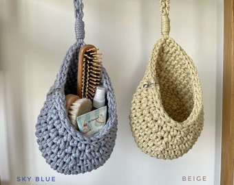 Many colors, Waterproof Hanging Storage Basket, Hallway decor, Bathroom space saver, Crochet pouch, Door Hanger, Camp decor