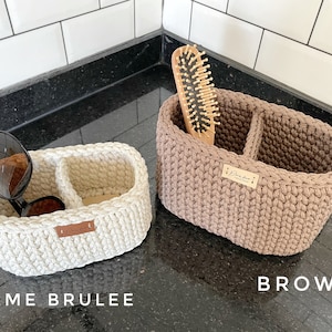 Organizador de gafas de crochet: cesta organizadora para mesita de noche con divisores