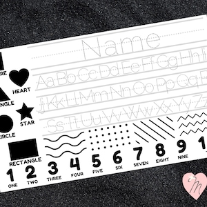 Personalized Placemat Monochrome Monochromatic Primary Learning Numbers Letters Shapes Colors Reusable Colorable Custom