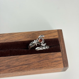 Scorpio Scorpion Ring Vintage Silver Adjustable Ring Red Gemstone Gothic Zodiac Jewelry Tarnish Resistant Gift for Her