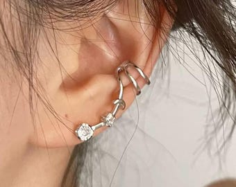 Silver Vine Ear Cuff – Elegant Crystal Climber Cuff, No Piercing Required