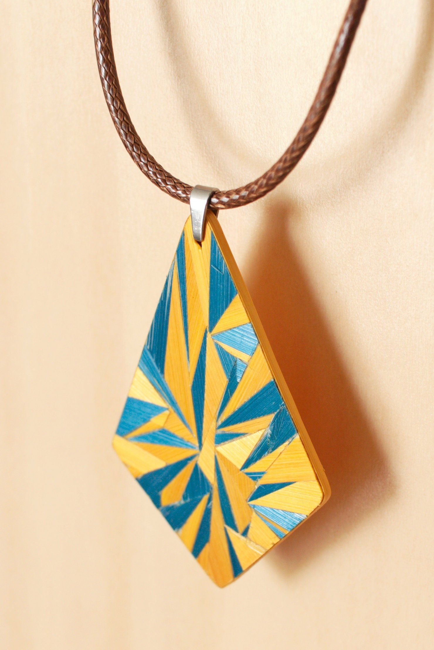 Collier Chaîne En Marqueterie Fait Main - Longueur < 30 Cm - Création Unique Mani&Lizaa