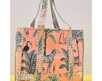 women's bag bridal bags shopping bag floral block print quilted tote bag shoulder bag gift for her, large market bags
