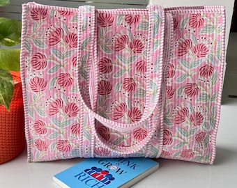Cotton Shopping bag Perfect Gift For Her Quilted Handprints Tote Bag Women's Bag Bridesmaid Bags Eco Friendly Bags