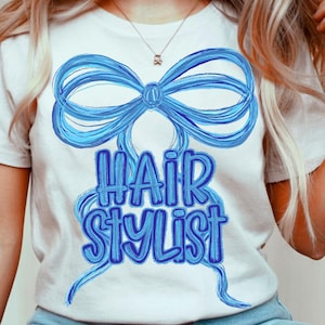 Hair Stylist PNG, preppy hair stylist Blue Sublimation Design, Salon Worker Shirt PNG, Printable Hair Stylist Graphic, DTF & Sublimation png