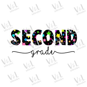second grade png, 2nd grade stars sublimation design downloads for shirts, teacher png, teacher sublimation design, second grade design