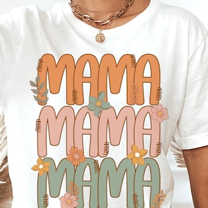 MAMA PNG automne Floral sublimation Design, Boho automne maman chemise PNG, mignon empilé Mama Design pour chemises, tasses fourre-tout, téléchargement numérique