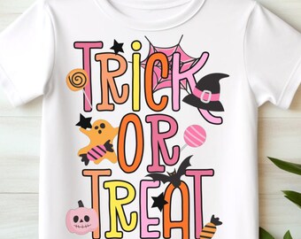 Süßes sonst gibt es Saures PNG, niedliches Halloween-Sublimationsdesign, Pastell-Süßigkeits-Kürbis PNG für Kinderhemden, Kawaii Halloween PNG