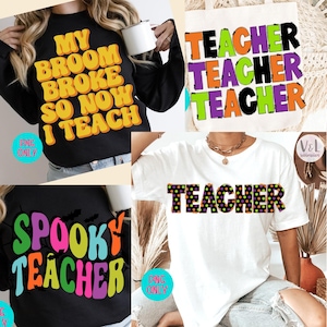 Lehrer Halloween PNG Bundle - Gruseliges Sublimationsset für Lehrer