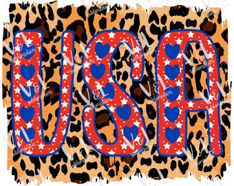 USA leopard print Fourth of July design Sublimation digital download png file instant download for sublimation tshirt sublimation