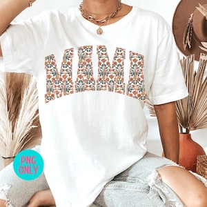 Floral Mama png, varsity mama sublimatieontwerp, trendy mom png voor shirts en mokken, esthetische digitale download voor sublimatie