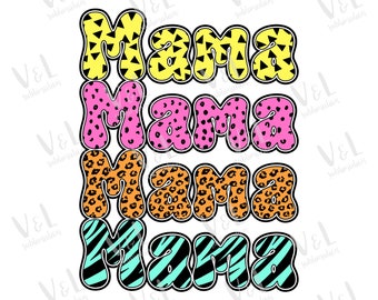Mama Png Rocker Mama Sublimation Design Descarga digital Leopard Mom png Mama Tshirt Designs Mama Pngs para camisas Retro Mama PNG Trendy mom