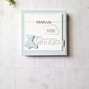 Geschenkbox zur Geburt, Geldgeschenkverpackung, Teddybär, Personalisiert