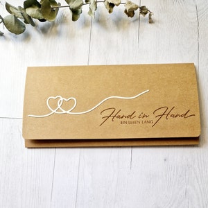 Geldgeschenk zur Hochzeit, Gutscheinverpackung zur Hochzeit, Goldene Hochzeit, Silberne Hochzeit, Hand in Hand ein Leben lang...