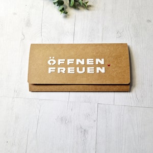 Verpackung für Geld, Gutschein, Öffnen Freuen
